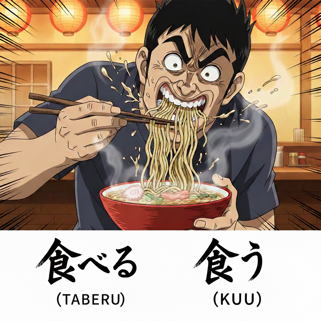 食べる (taberu) and 食う (kuu) difference in using